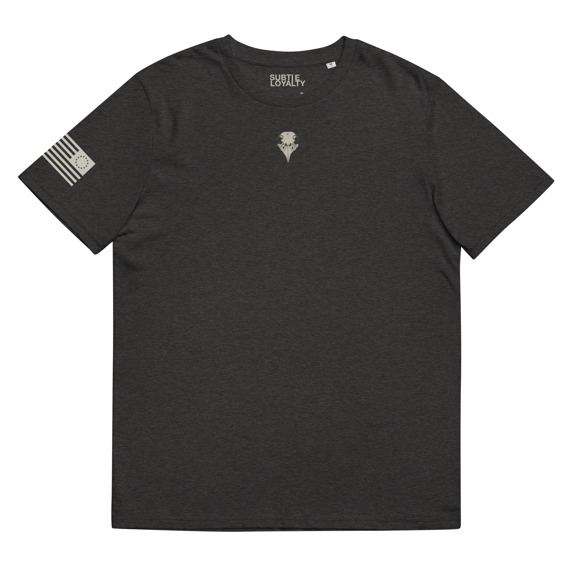 Eagle Skull Logo T in Dark Heather Grey – Subtle Loyalty